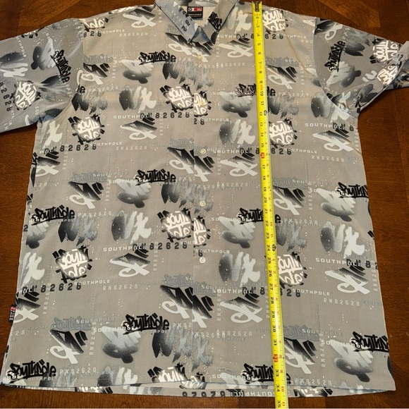 Southpole Mens S/S Shirt Adult 2XL Grey Graphic Graffiti Print Button Down - Picture 10 of 10